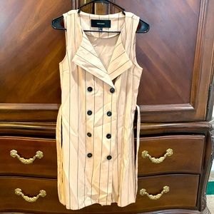 Vero Moda tan with black pinstripe dress